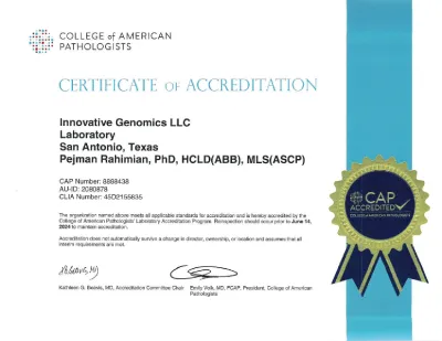 CAP Certificate of Accreditation