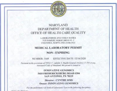 Maryland Department of Health 2020
